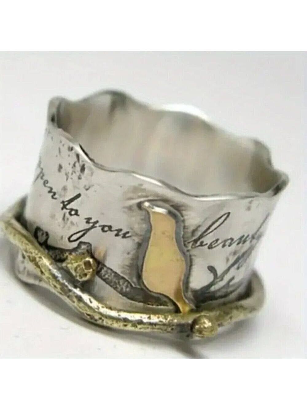 Boho Raven and Poe Inspired Two Tone Ring #1371 - Picture 3 of 8